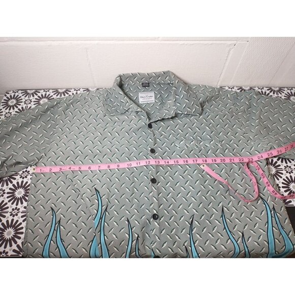 ☀️David Carey Originals Cotton Mechanic Flame graphic Button Down Shirt, XL - Picture 6 of 8